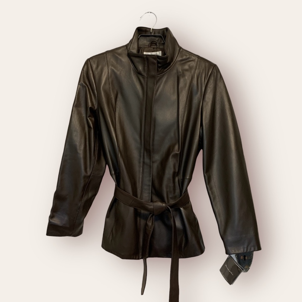 NWT leather trench coat